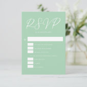 Soft Mint Green White Script Spring Wedding RSVP Kaartje (Staand voorkant)