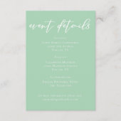 Soft Mint Green White Script Wedding Event Details Informatiekaartje (Voorkant)