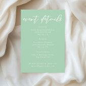 Soft Mint Green White Script Wedding Event Details Informatiekaartje