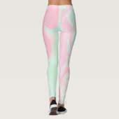  Soft Mint Groen Roze Swirl Design Leggings (Achterkant)
