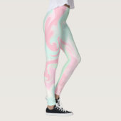  Soft Mint Groen Roze Swirl Design Leggings (Rechts)