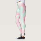 Soft Mint Groene Roze Swirl Design Valentijn Leggings (Links)
