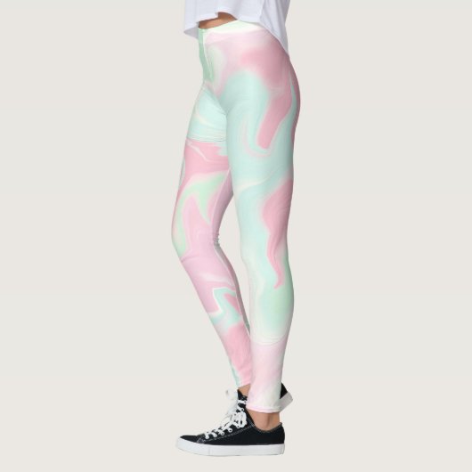 Soft Mint Groene Roze Swirl Design Valentijn Leggings (Links)