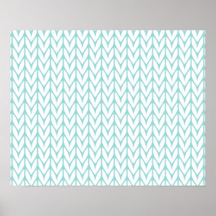 Soft Mint Yarn Chevrons Knit Pattern Poster
