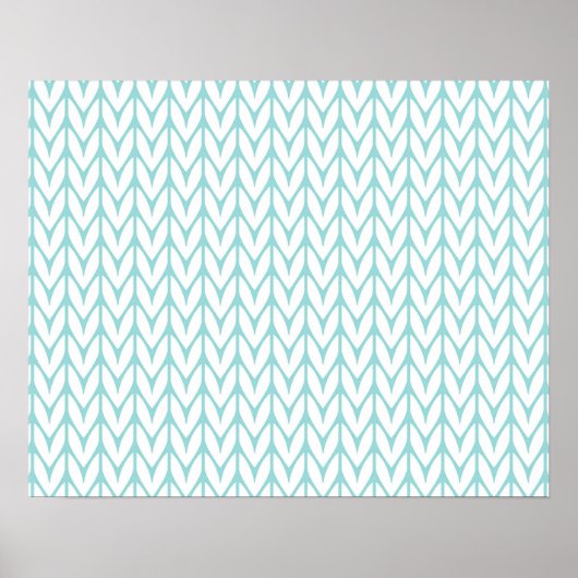 Soft Mint Yarn Chevrons Knit Pattern Poster (Voorkant)