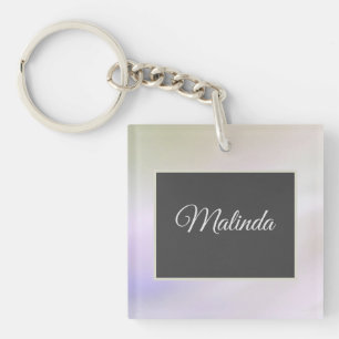 Soft Mist  naam Acrylische Sleutelhanger