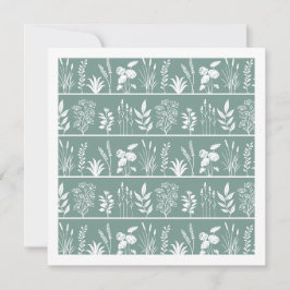 Soft Mist Teal Minimalistische Botanische Streep Notitiekaartje