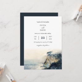 Soft Misty Coastal Cliff Morning Beach bruiloft Kaart