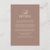 Soft Mocha Taupe | Luxe Wedding Guest Details Informatiekaartje (Voorkant)
