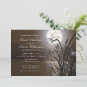 Soft Mocha Wedding Full Moon Dragonfly Pond Kaart (Staand voorkant)