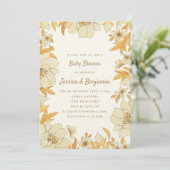 Soft Modern Neutral Floral Baby Shower Photo Kaart (Staand voorkant)