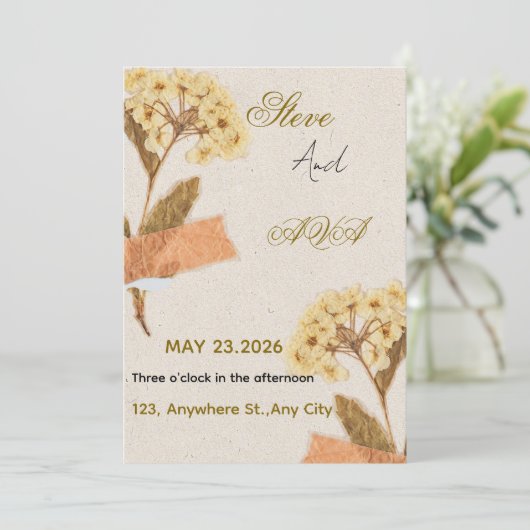 Soft Modern Wedding Invitation – Simple & Elegant Kaart (Staand voorkant)