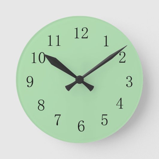 Soft Moss Green Color Wall Clock Ronde Klok (Voorkant)