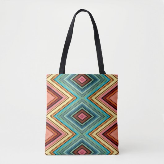 Soft Multi-Color Diamond & Stripe Tote Bag (Voorkant)