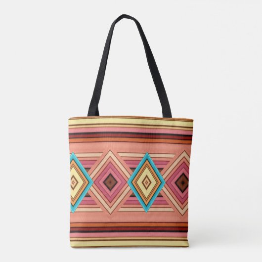 Soft Multi-Color Diamond & Stripe Tote Bag (Achterkant)