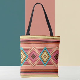 Soft Multi-Color Diamond & Stripe Tote Bag