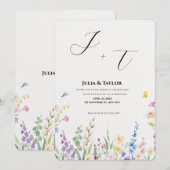 Soft Multicolor Floral Invitation Kaart (Voorkant / Achterkant)