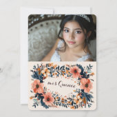 Soft Muted Floral Lijst Quinceañera CUSTOM Foto Kaart (Achterkant)