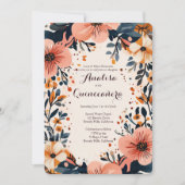 Soft Muted Floral Lijst Quinceañera CUSTOM Foto Kaart (Voorkant)