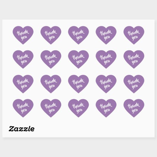 Soft Muted Lavender Thank You Heart Sticker (Vel)