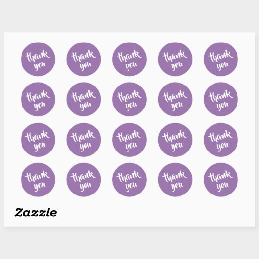 Soft Muted Lavender Thank You Round Sticker (Vel)