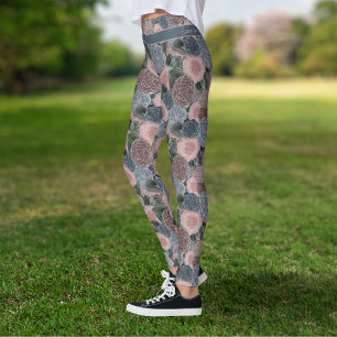 Soft Muted Peony Pattern met uw eigen quote Leggings