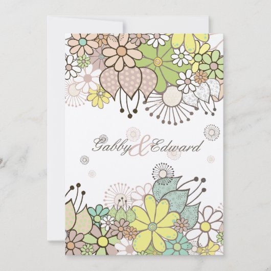 Soft Natural Flower Garden Wedding Invite Kaart (Voorkant)