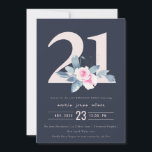 SOFT NAVY BLUSH BLUE FLORAL 21ST ELKE LEEFTIJD BIR KAART<br><div class="desc">Als je nog meer aanpassingen of andere overeenkomende objecten nodig hebt,  kun je contact met me opnemen op yellowfebstudio@gmail.com</div>