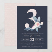 SOFT NAVY BLUSH BLUE FLORAL 3RD OM HET EVEN WELKE  KAART (Voorkant / Achterkant)