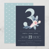 SOFT NAVY BLUSH BLUE FLORAL 3RD OM HET EVEN WELKE  KAART (Voorkant / Achterkant)