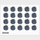SOFT NAVY BLUSH BLUE FLORAL ELKE LEEFTIJD VAN 25 J RONDE STICKER (Vel)