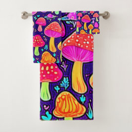 Soft Neon: Cartoon Paddenstoelenpleister Bad Handdoek