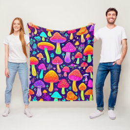 Soft Neon: Cartoon Paddenstoelenpleister Fleece Deken