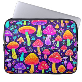 Soft Neon: Cartoon Paddenstoelenpleister Laptop Sleeve