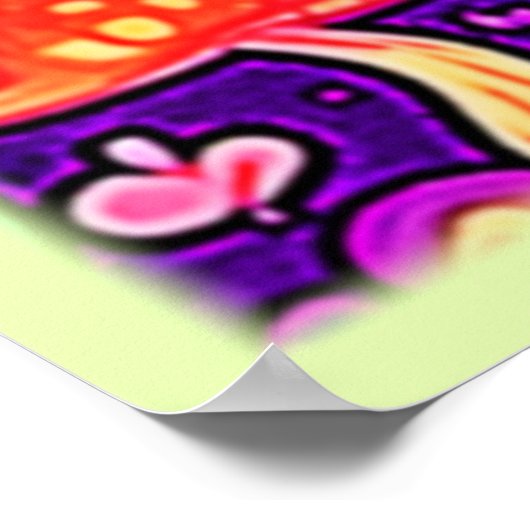 Soft Neon: Cartoon Paddenstoelenpleister Poster (Hoek)