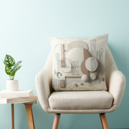 Soft Neutral 3D Geometry Kussen (Stoel)