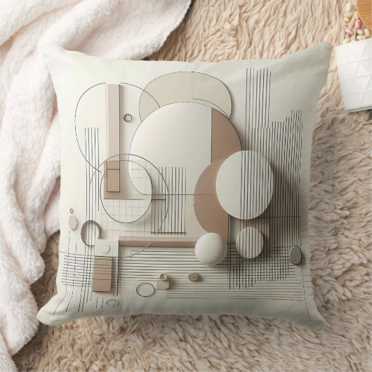 Soft Neutral 3D Geometry Kussen (Deken)
