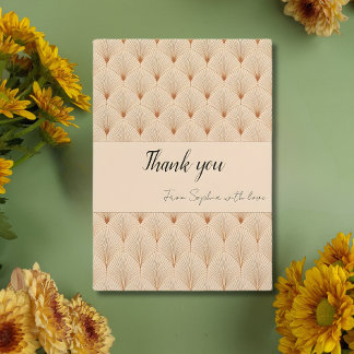 Soft Neutral Art Deco Thank You Card (Custom Text) Bedankkaart