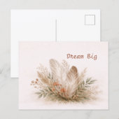 Soft Neutral Boho Feather Botanical Watercolor Briefkaart (Voorkant / Achterkant)