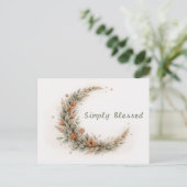 Soft Neutral Boho Floral Crescent Moon Briefkaart (Staand voorkant)