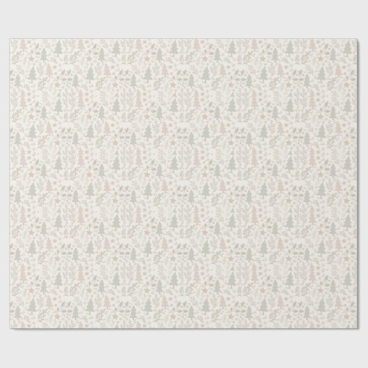 Soft Neutral Botanical Holiday Wrapping Paper Cadeaupapier (Vlak)