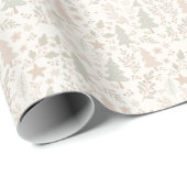 Soft Neutral Botanical Holiday Wrapping Paper Cadeaupapier (Rol Hoek)