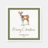 Soft Neutral Christmas Deer Personalized Napkins Servet (Voorkant)