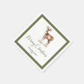 Soft Neutral Christmas Deer Personalized Napkins Servet (Hoek)