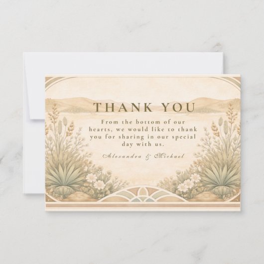 Soft Neutral Desert Florals Wedding Bedankkaart (Voorkant)