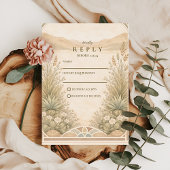 Soft Neutral Desert Florals Wedding RSVP Kaartje