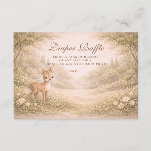 Soft Neutral Forest Critters Diapper Raffle  Informatiekaartje (Voorkant)