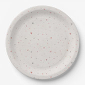 Soft Neutral Heart Pattern Paper Plate Papieren Bordje (Voorkant)