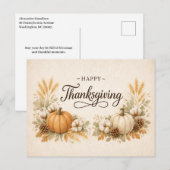 Soft Neutral Rustic Thanksgiving Pumpkin Feestdagenkaart (Voorkant / Achterkant)