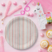 Soft Neutral Stripe Pattern Paper Plates Papieren Bordje (Feest)